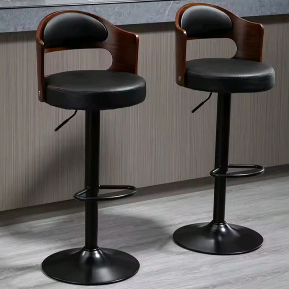Pack 2 Sillas Bar De Luxe Madera Con Respaldo Boscco Negro/negro image number 0.0