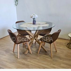 Comedor Mesa Warwick 100cm + 4 Sillas Mariposa Wood Cafe