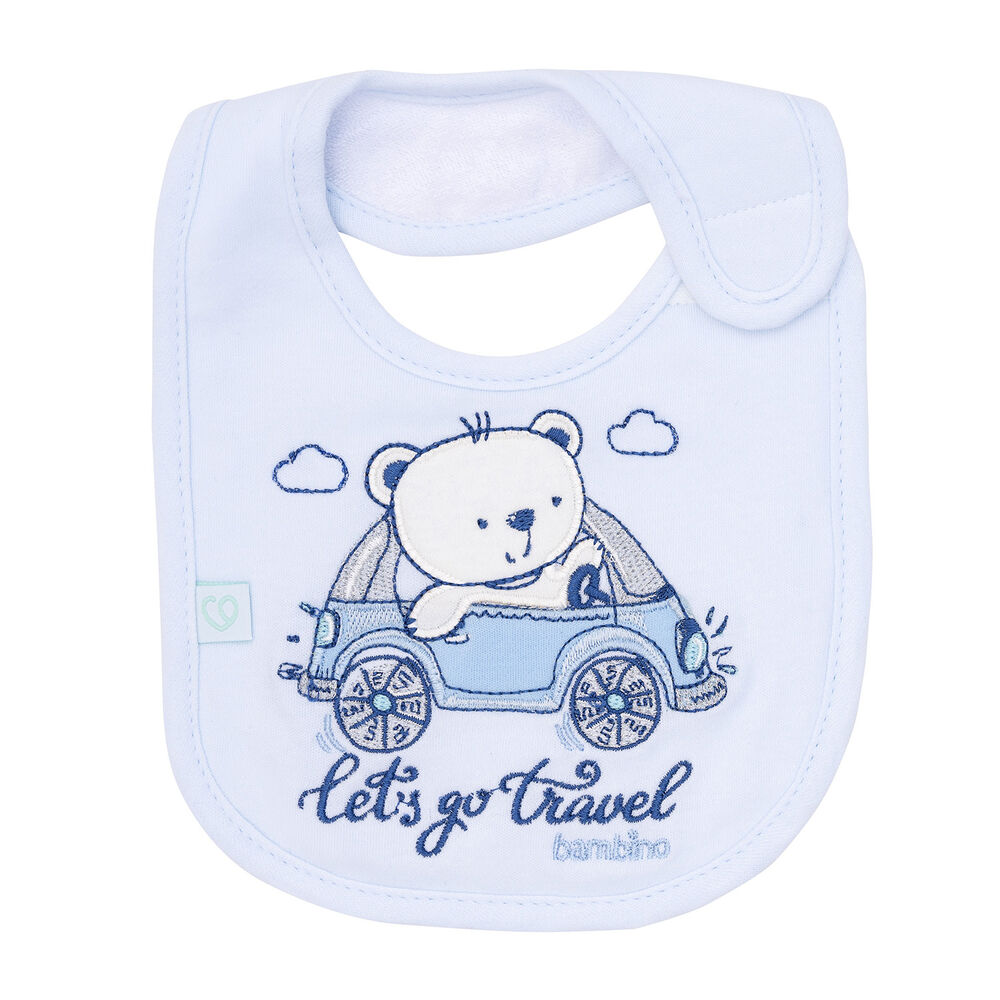 Set 2 Babero Algodón Impermeable Celeste Transportes Niño image number 2.0