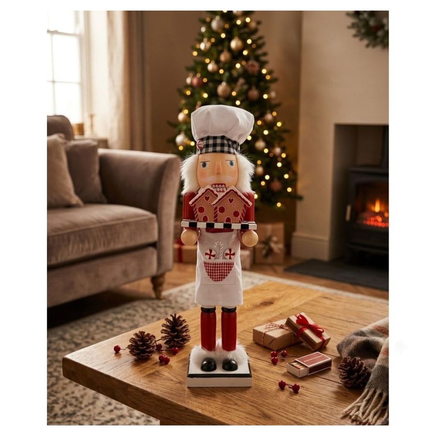 Cascanueces Pastelero De Madera Decorativo Navidad 39cm image number 3.0
