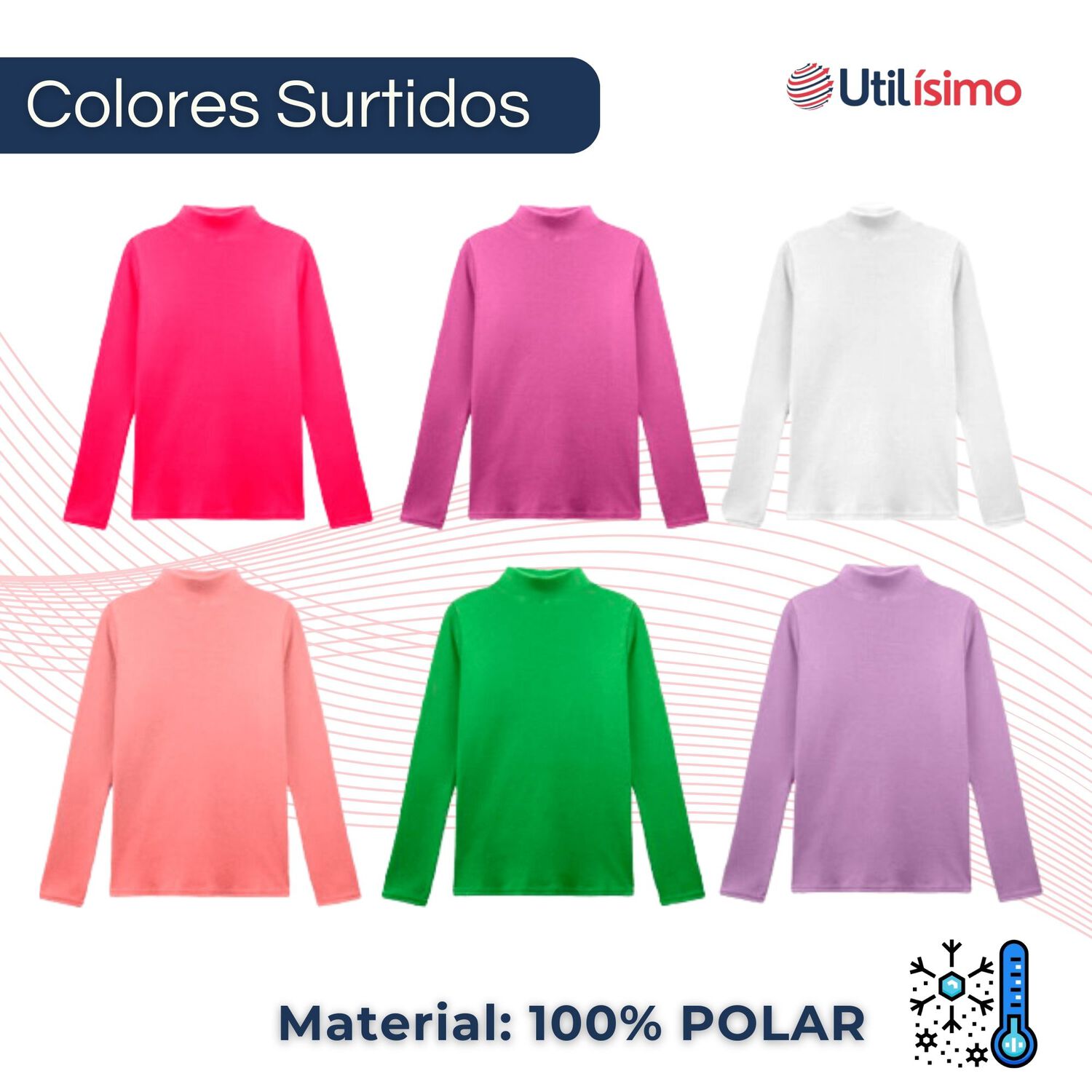 Pack 3 Camiseta Polera Polar Cuello Beatle Ni&ntilde;a Primera Capa image number 1.0