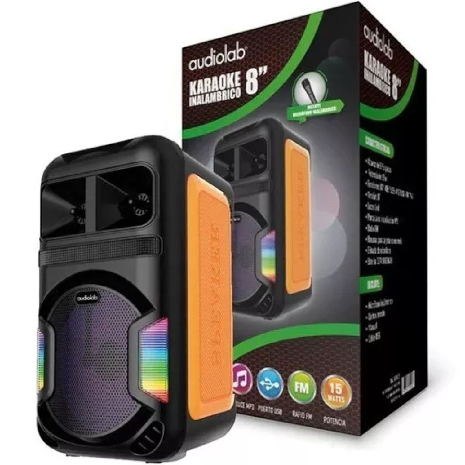 Parlante Karaoke Rgb Con Micr&oacute;fono Inal&aacute;mbrico Bluetooth 805 image number 8.0