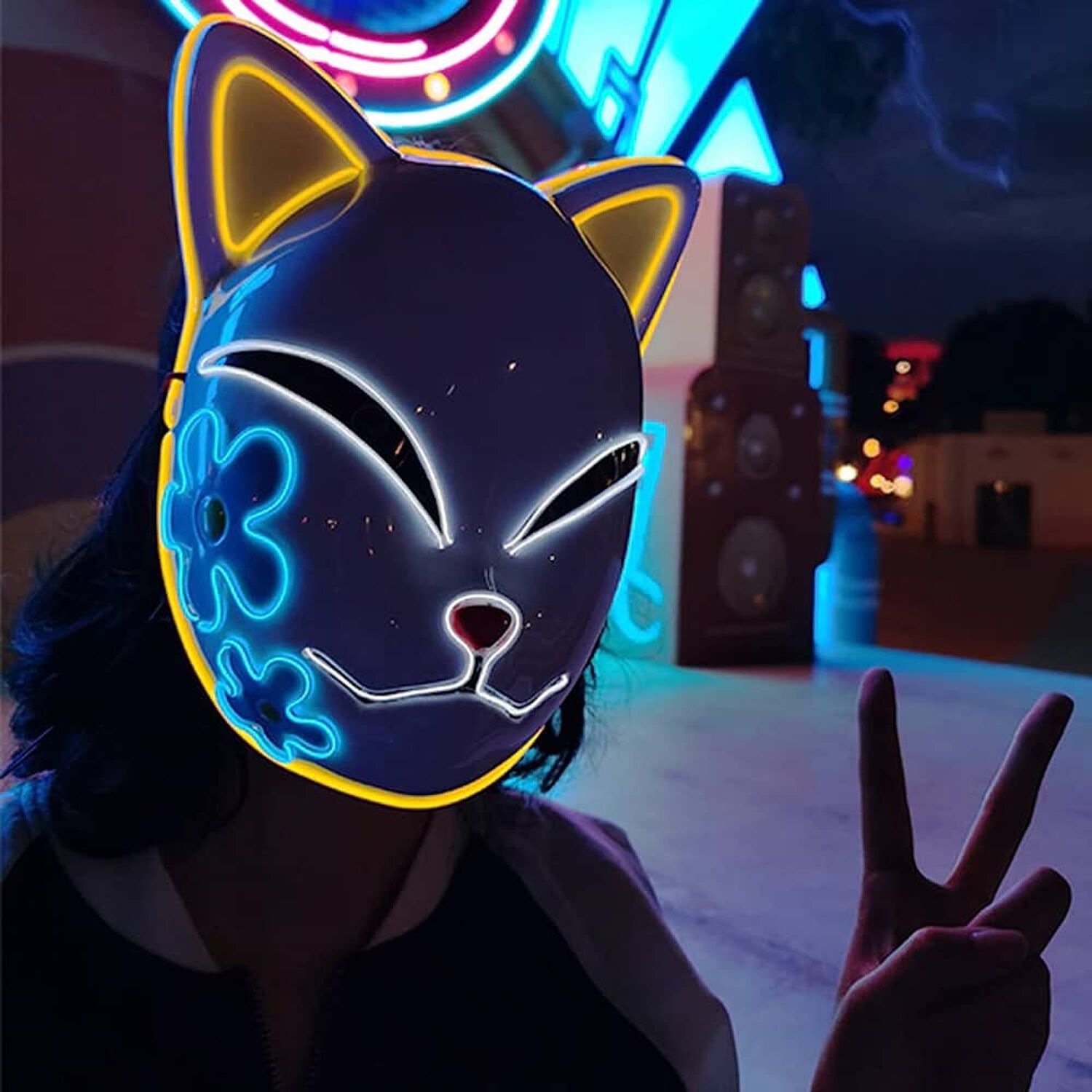 Mascara Makomo Kimetsu No Yaiba Con Luces Led Cosplay image number 3.0