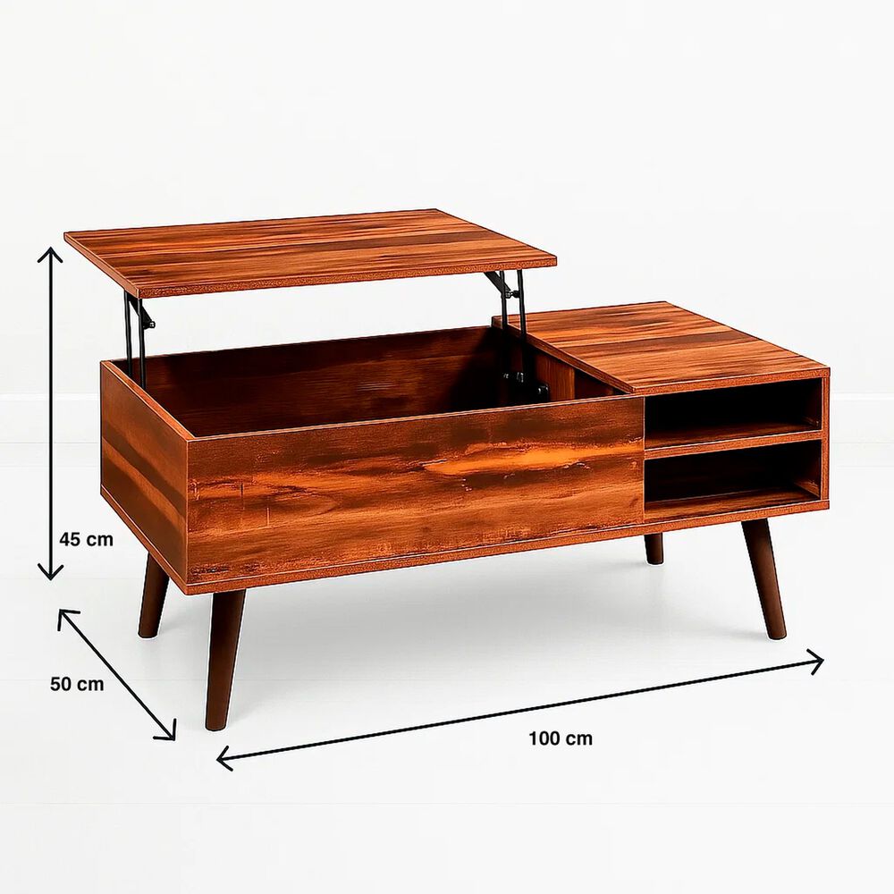 Mesa De Centro R&uacute;stica Greva Lift Con Cajones Y Repisa image number 3.0