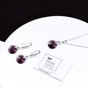 Collar Aros Conjunto Madrid Cristales Genuinos Amethyst