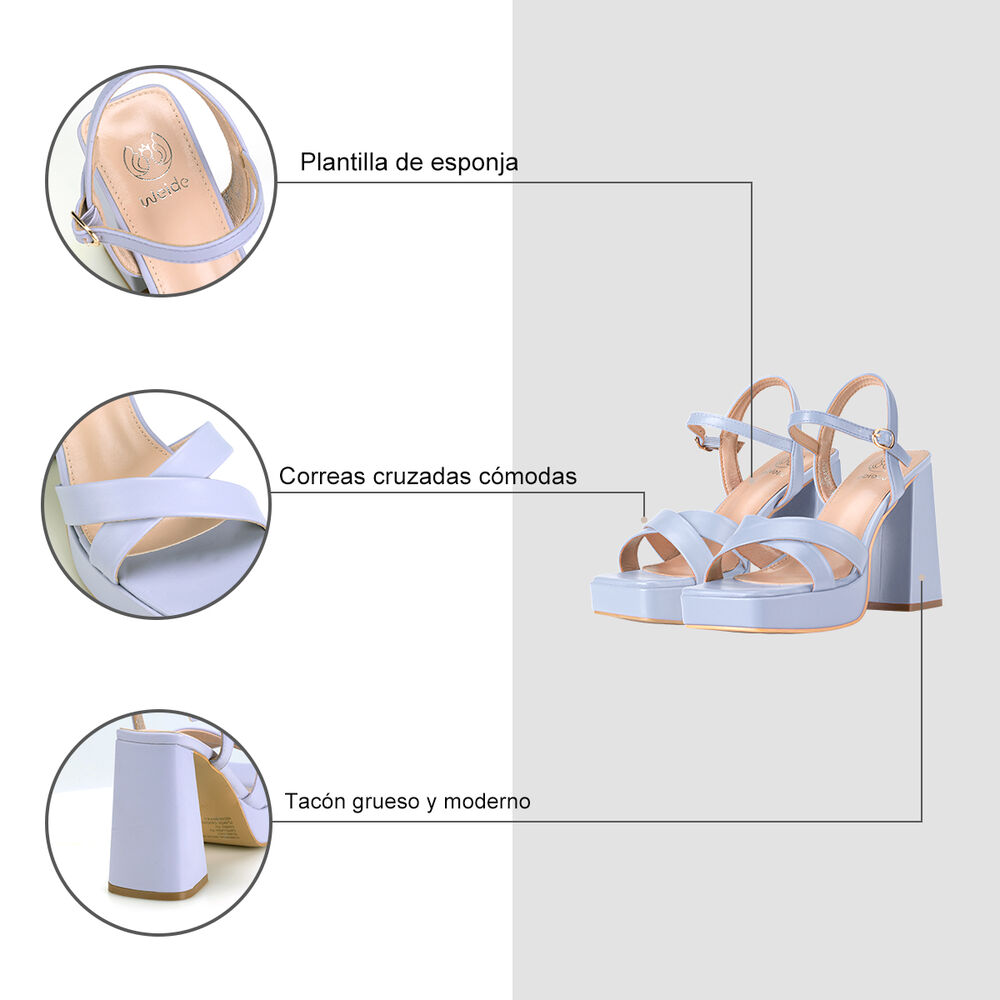 Sandalia Taco Alto Morado Casual Tfa186 Weide image number 5.0