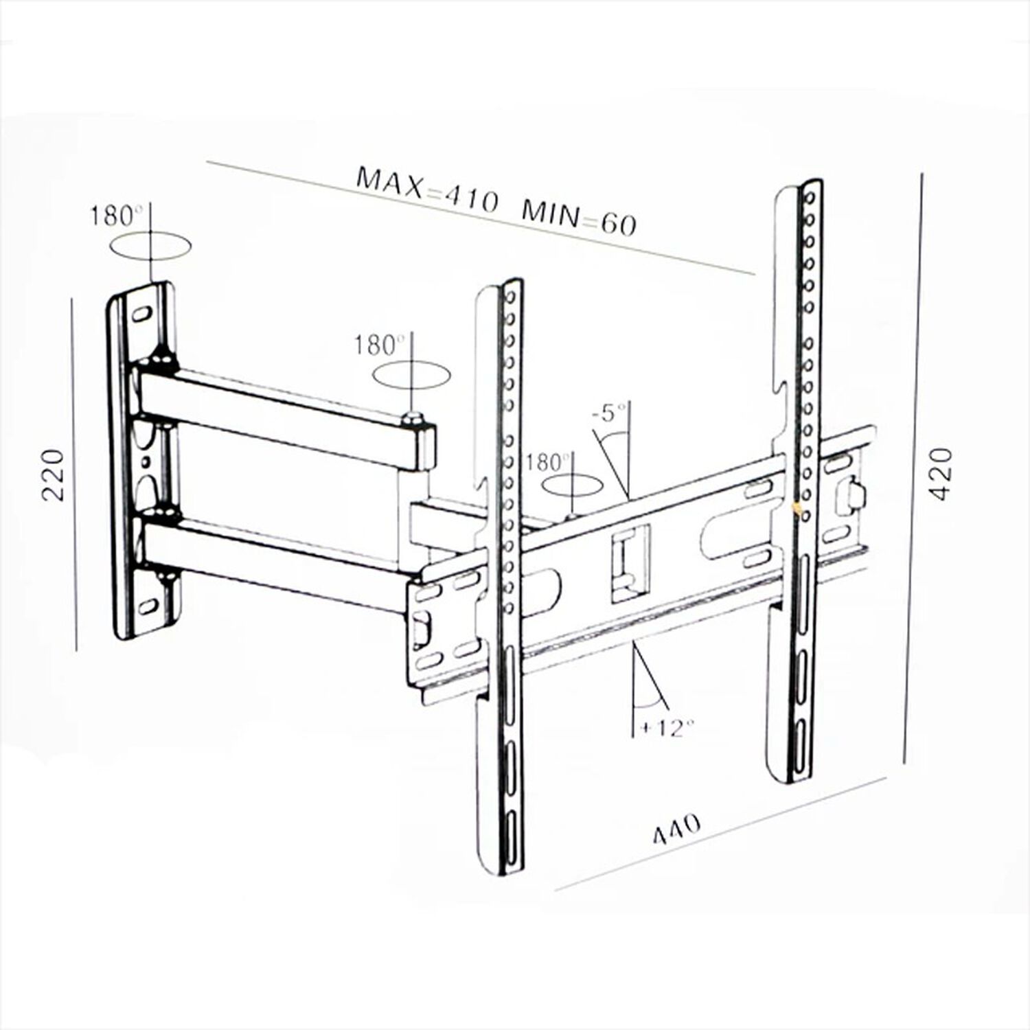 Soporte De Pared Para Tv Con Brazo Extensible De 26 A 63 Pulgadas image number 3.0