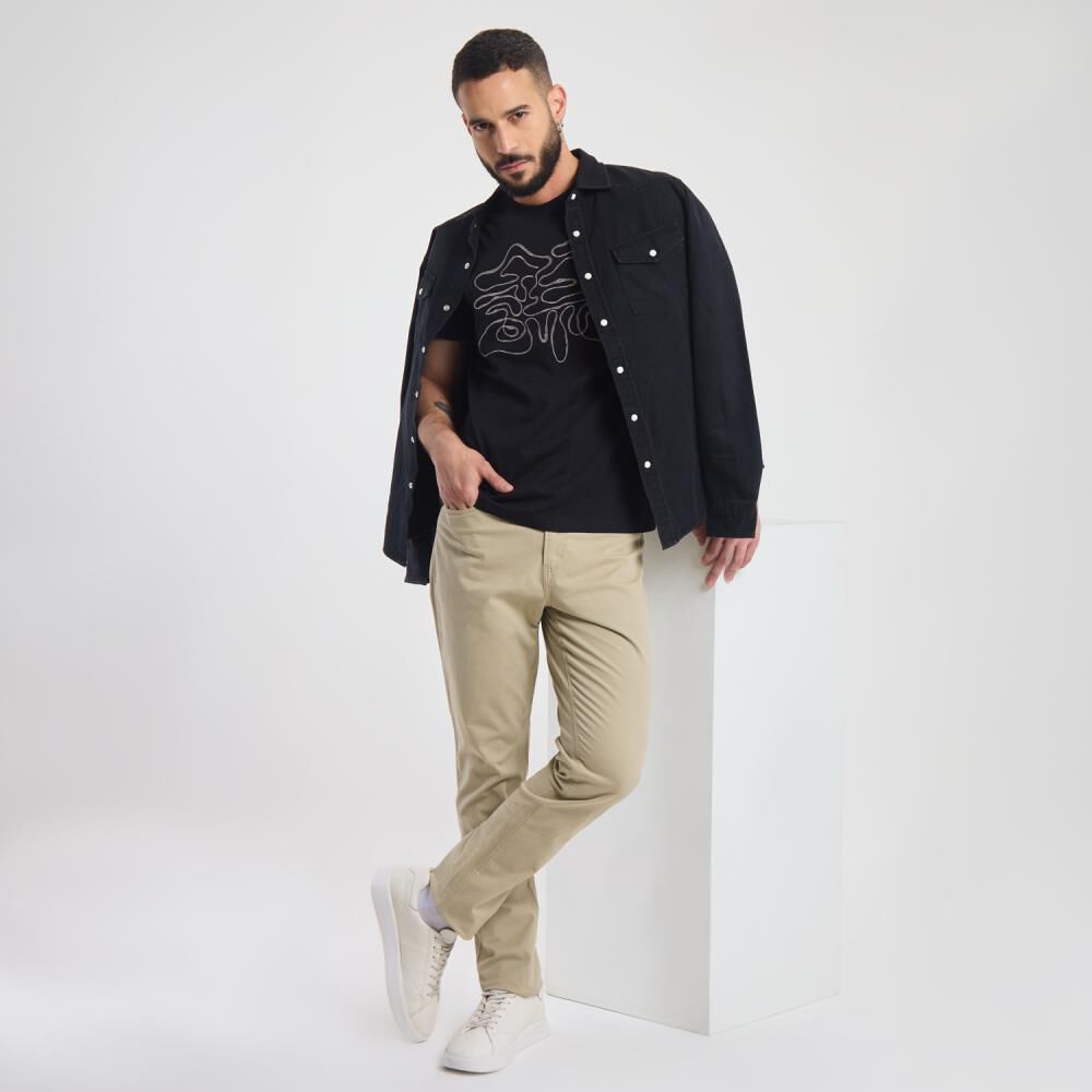 Polera Estampada Manga Corta Cuello Redondo Hombre Az Black image number 1.0