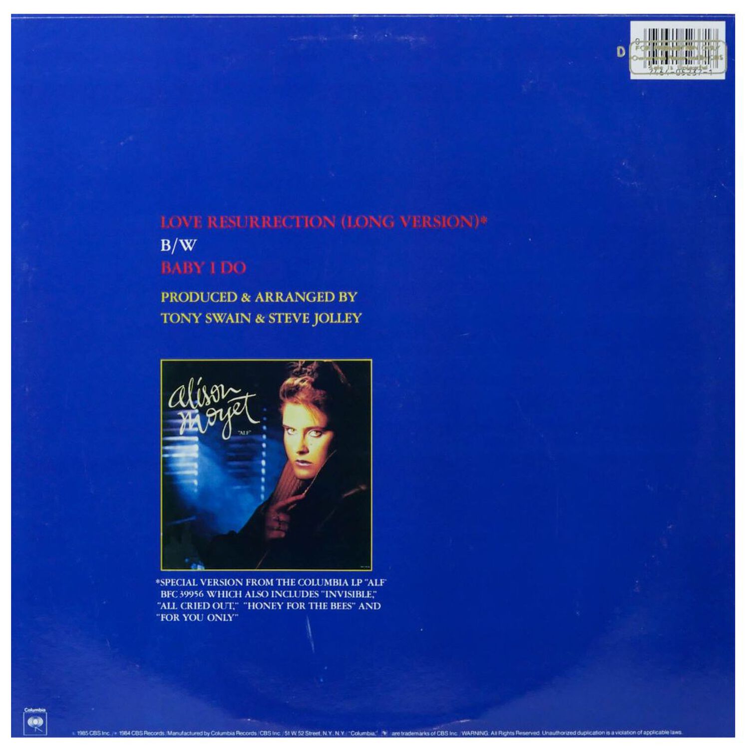 Alison Moyet - Love Resurrection | 12" Maxi Single Usado image number 1.0