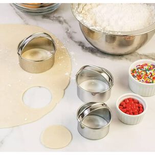 3 Moldes Cortador De Galletas Redondo Con Asas De Acero Inoxidable