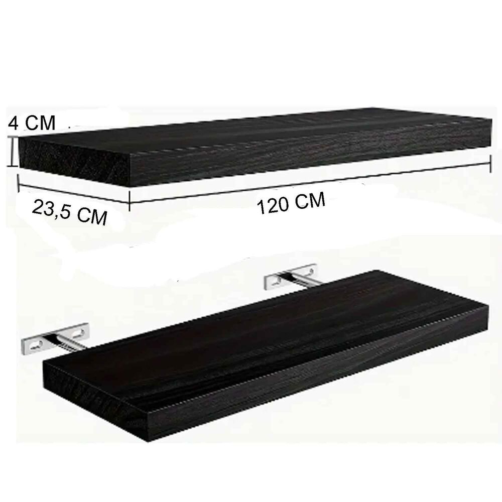 Estante Flotante Negro Madera 120x23x4 Cm Vgo image number 0.0