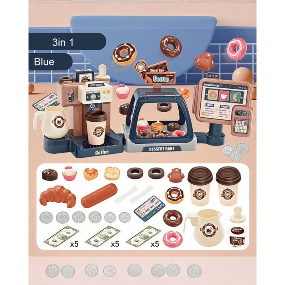 Juguete Cafeter&iacute;a 3 En 1 Registradora Cafetera Y Pasteles image number 7.0