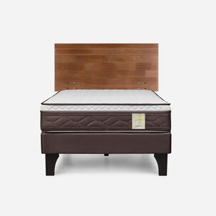 Cama Europea Rosen New Style 4 Plus / 1.5 Plazas / Base Normal + Respaldo Tabor Caramelo
