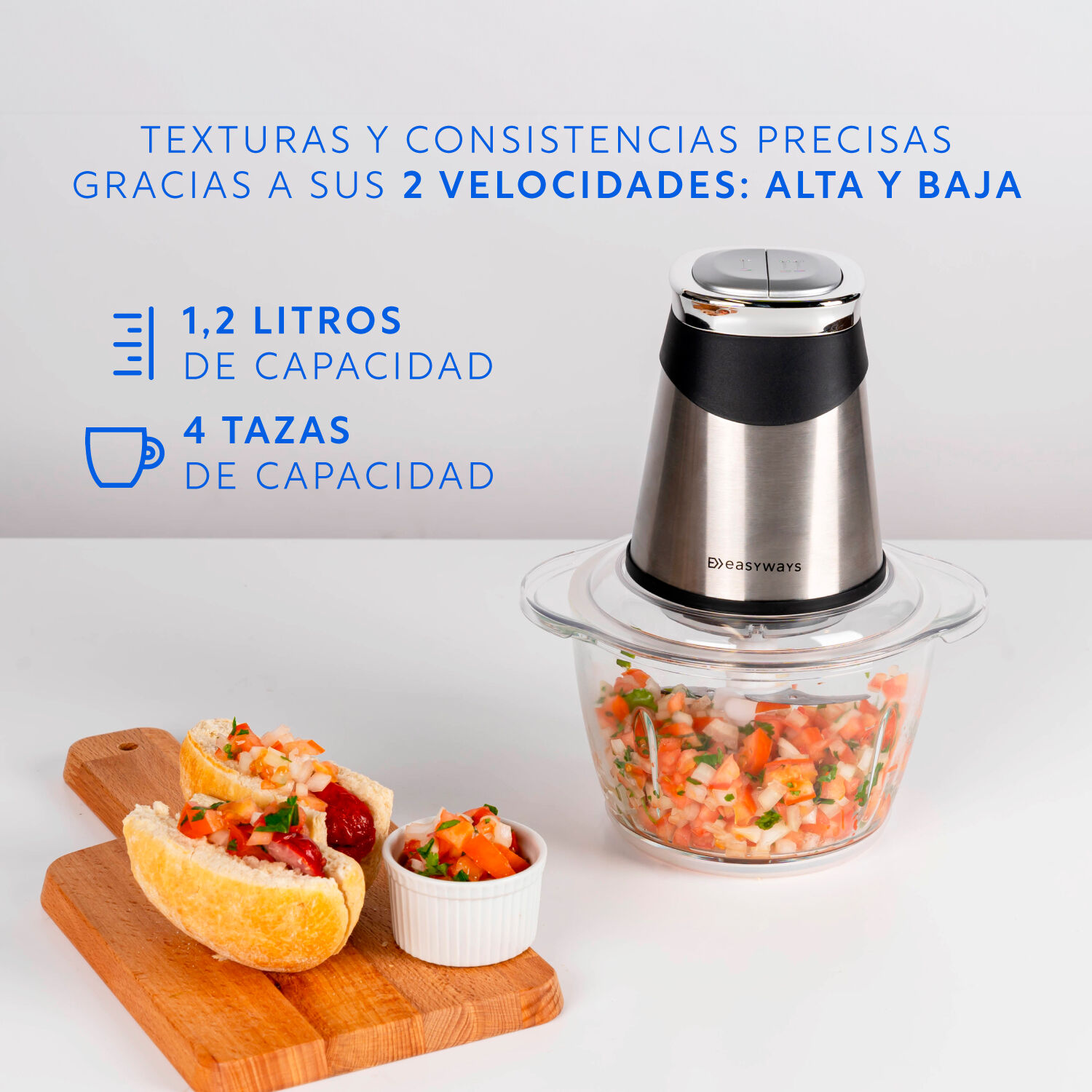 Picadora El&eacute;ctrica Alimentos Power Cutter 1,2 L Easyways image number 2.0