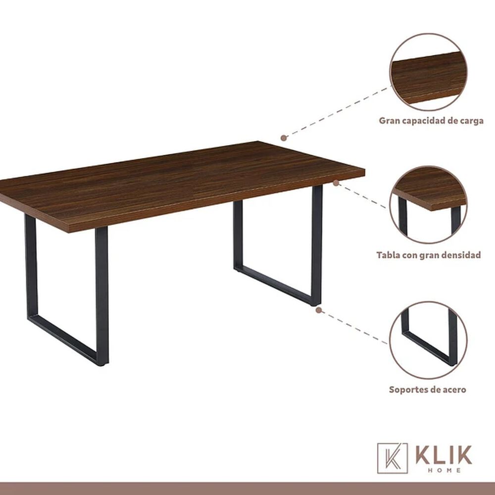 Comedor Industrial 160x90 Oscura + 6 Sillas Tolix Negras Con Asiento De Madera Oscura Walnut image number 2.0