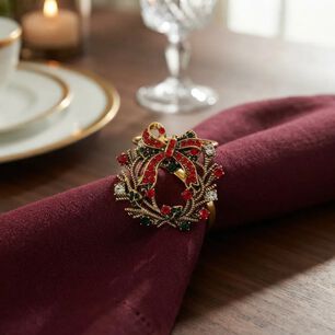 Set De 6 Anillos De Servilleta Navide&ntilde;os Corona