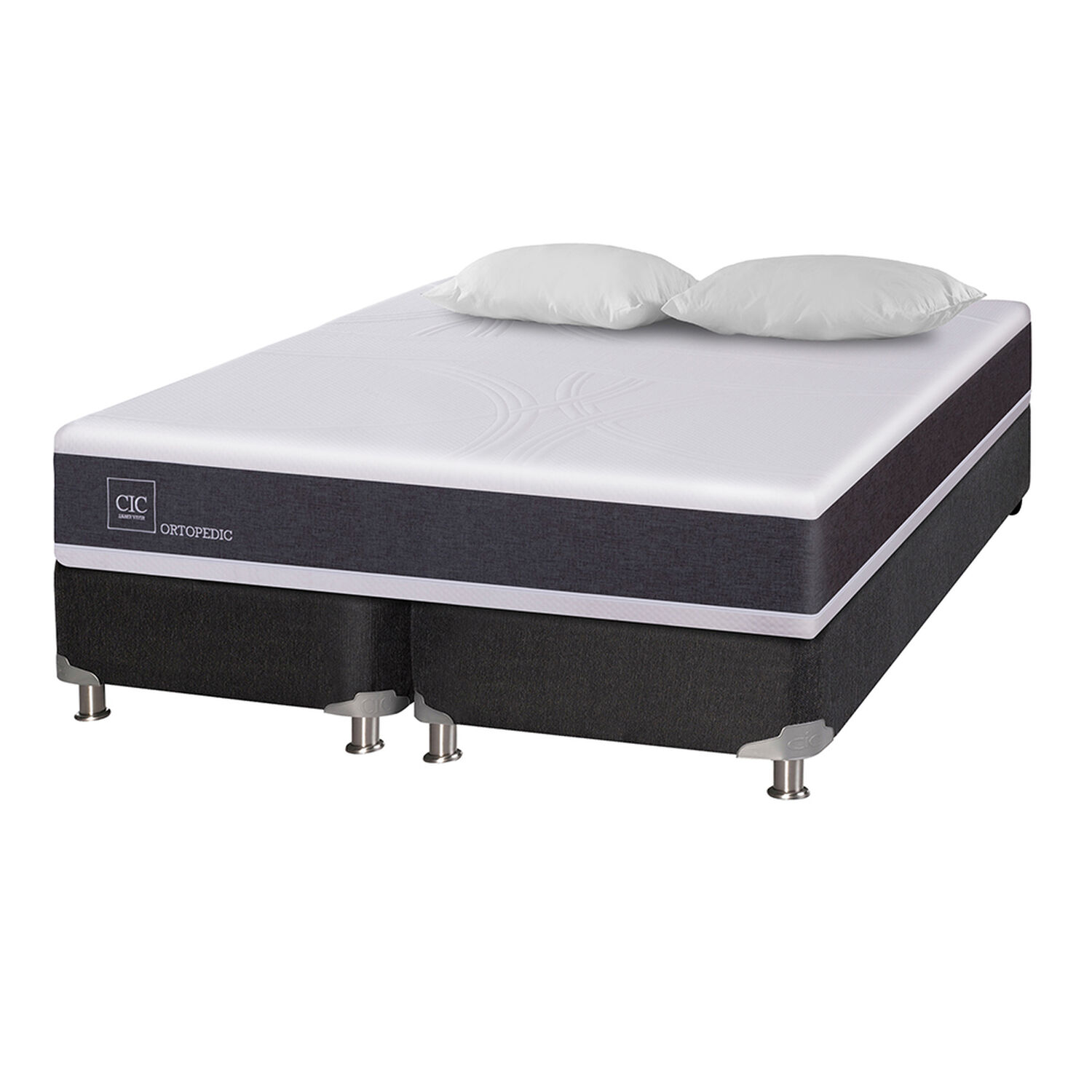 Box Spring Cic New Ortopedic B5 / 2 Plazas / Base Dividida + 2 Almohadas image number 0.0
