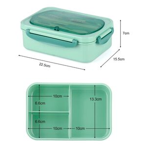 Lonchera Hermética Verde Con Compartimentos Y Cubiertos