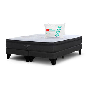 Cama Europea Rosen Tempo / 2 Plazas / Base Dividida&nbsp;+Pack de Almohadas Rosen Soft Light / 50x70 Cm