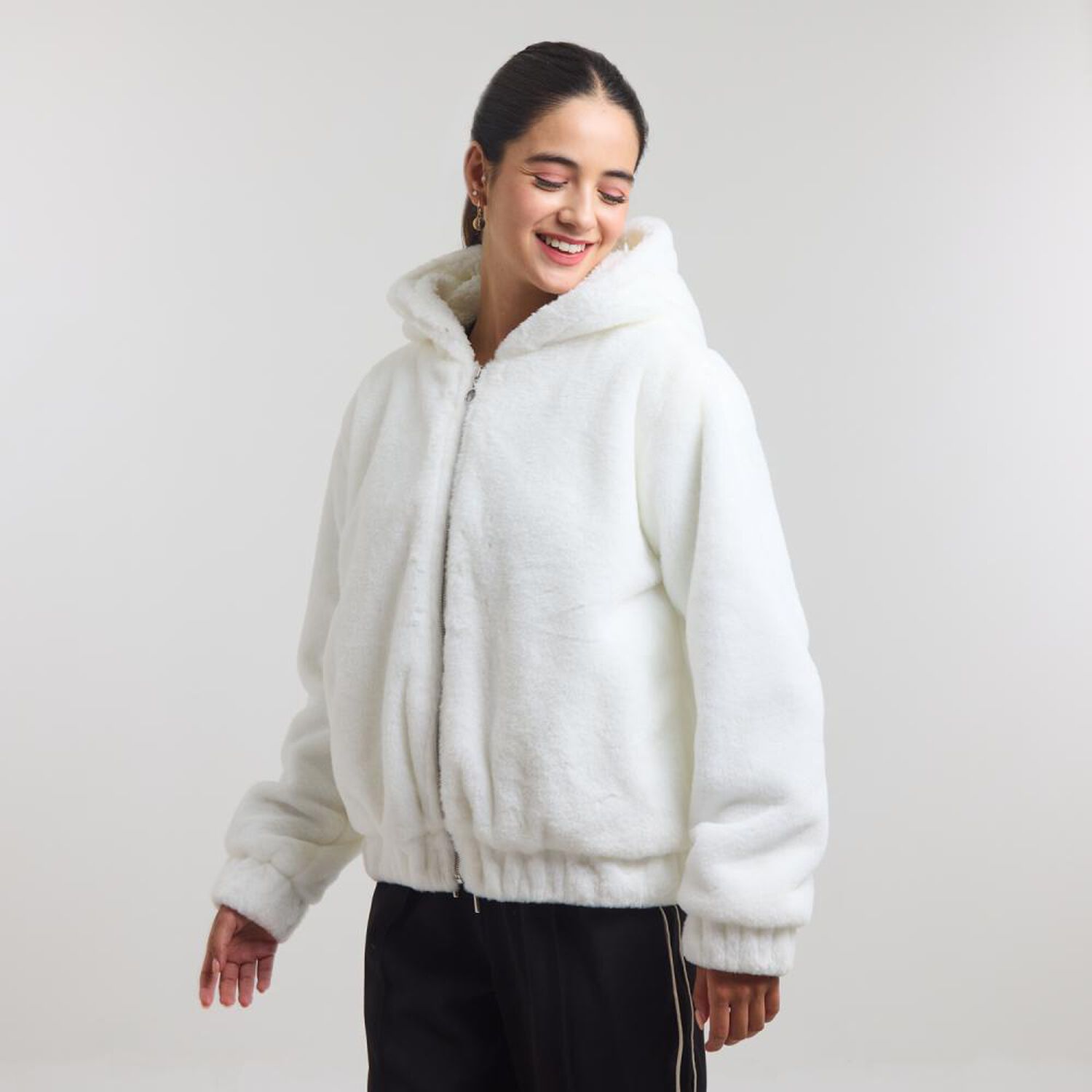 Chaqueta Regular Sherpa Cuello Redondo Con Capucha Mujer Freedom image number 2.0