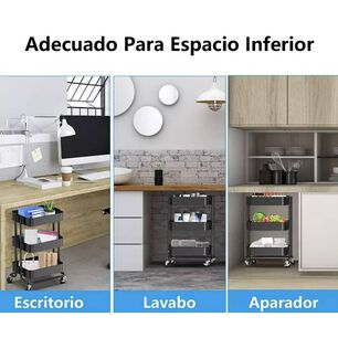 Carro Organizador Mueble Estante De Almacenamiento 3 Nivele Color Negro