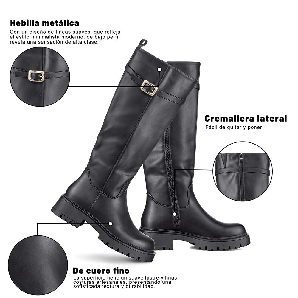 Bota Larga Mujer Eco Cuero Moda Antideslizante Weide Czy617 image number 7.0