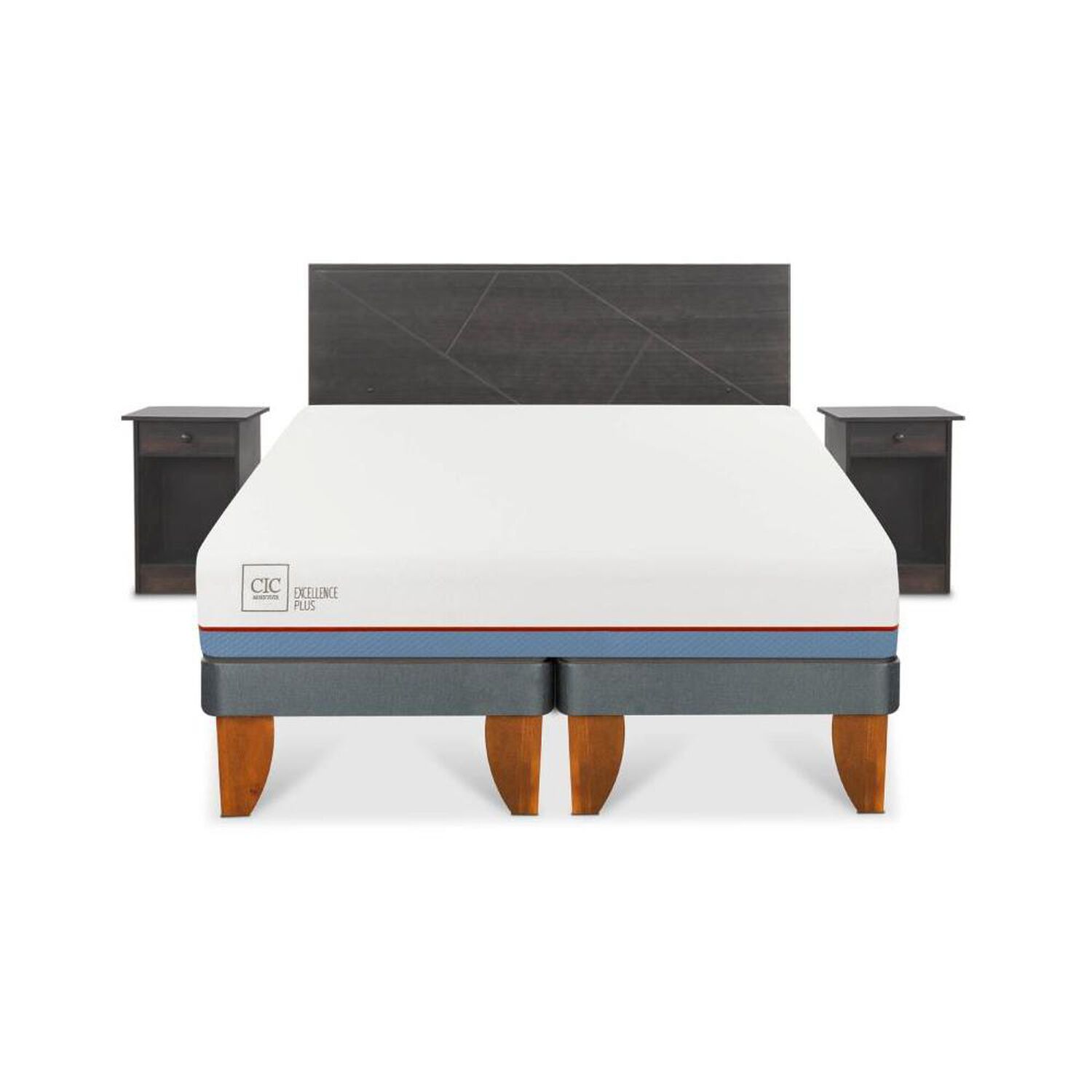 Cama Europea Cic Excellence Plus / 2 Plazas / Base Dividida + Set De Maderas image number 0.0