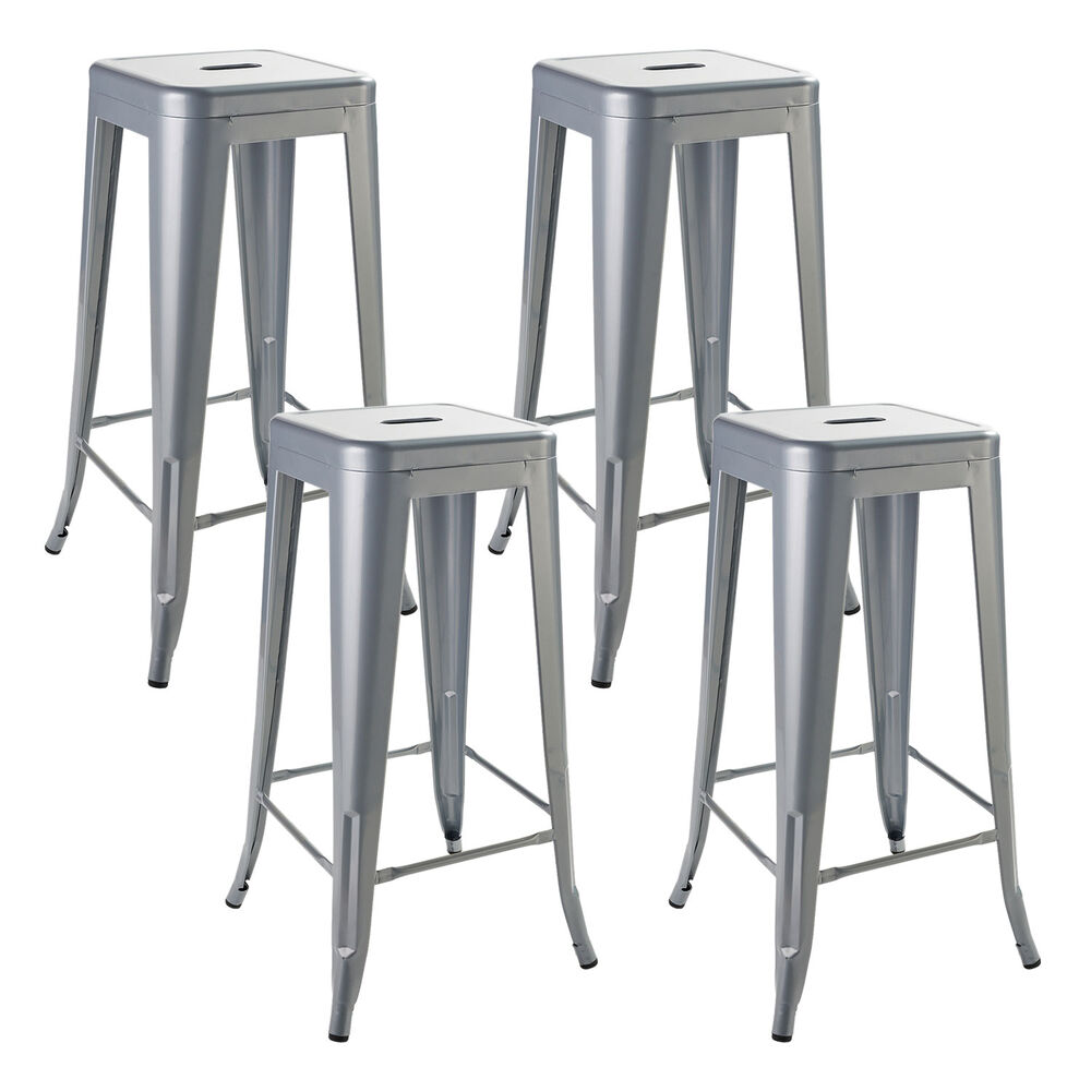 Pack 4 Pisos De Bar Metal Tolix Gris image number 0.0