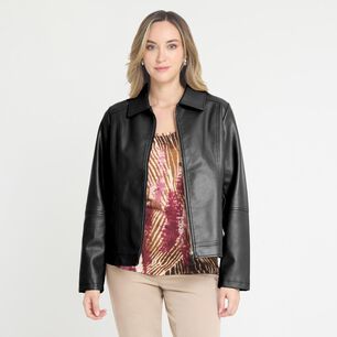 Chaqueta Ecocuero B&aacute;sica Cuello Camisero Mujer Lesage