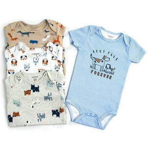 Pack 4 Bodys Niño Manga Corta Tedmimak 100% Algodón Cachorros Coloridos