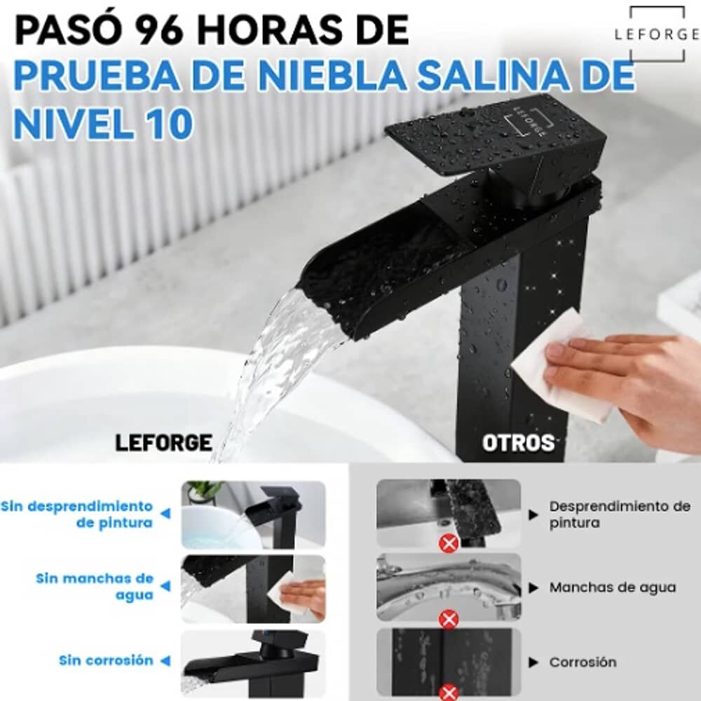 Llave Monomando Lavamanos Alta Ba&ntilde;o Cascada Acero image number 4.0