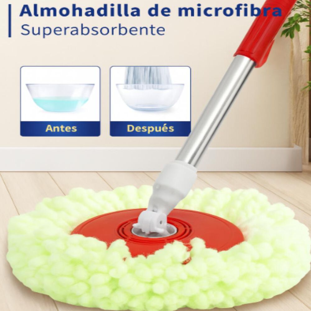 2 Mopas Giratoria 360° Trapeador Canasto Metálico Con Paños image number 15.0