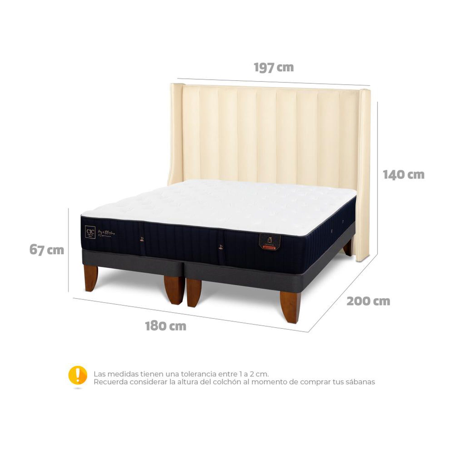Cama Europea Cic Premium / King / Base Dividida + Respaldo image number 6.0