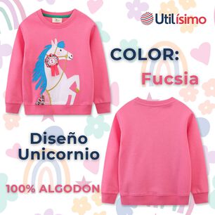 Poler&oacute;n Ni&ntilde;a Manga Larga 100% Algod&oacute;n Fucsia Unicornio