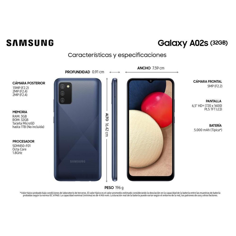 Smartphone Samsung A02S Azul / 32 Gb / Liberado image number 1.0
