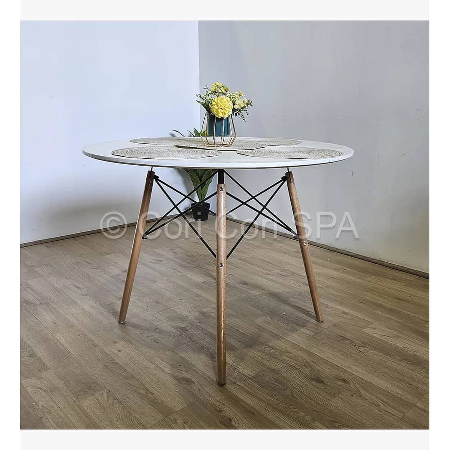 Comedor Mesa Eames Blanca 100cm + 4 Sillas Mariposas Wood Blanco image number 2.0