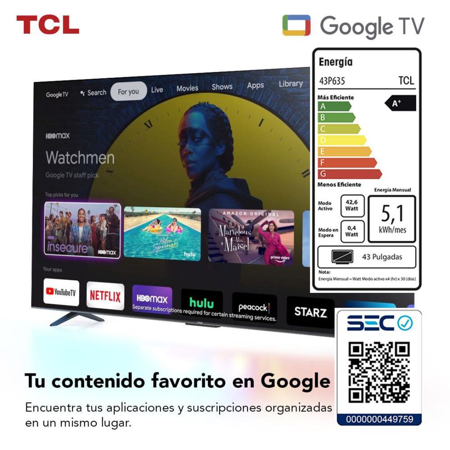 Led 43" TCL P635 / Ultra HD 4K / Smart TV image number 11.0