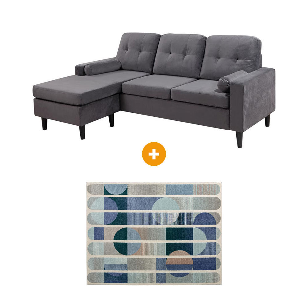 Sofá Seccional Casaideal Newton / 3 Cuerpos + Alfombra Azhome Menphis / 150x200 Cm image number 0.0