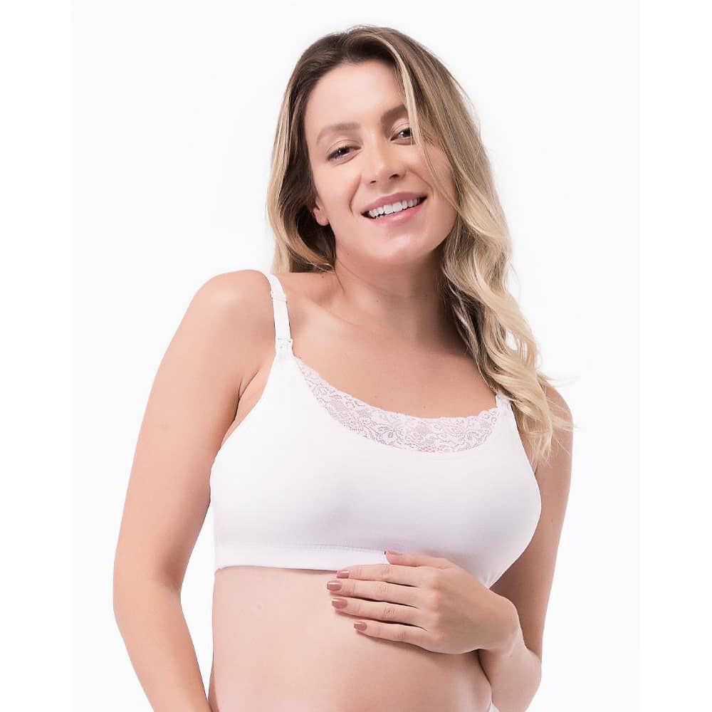 Sosten Lactancia Semi Encaje Algod&oacute;n Blanco 2rios image number 0.0