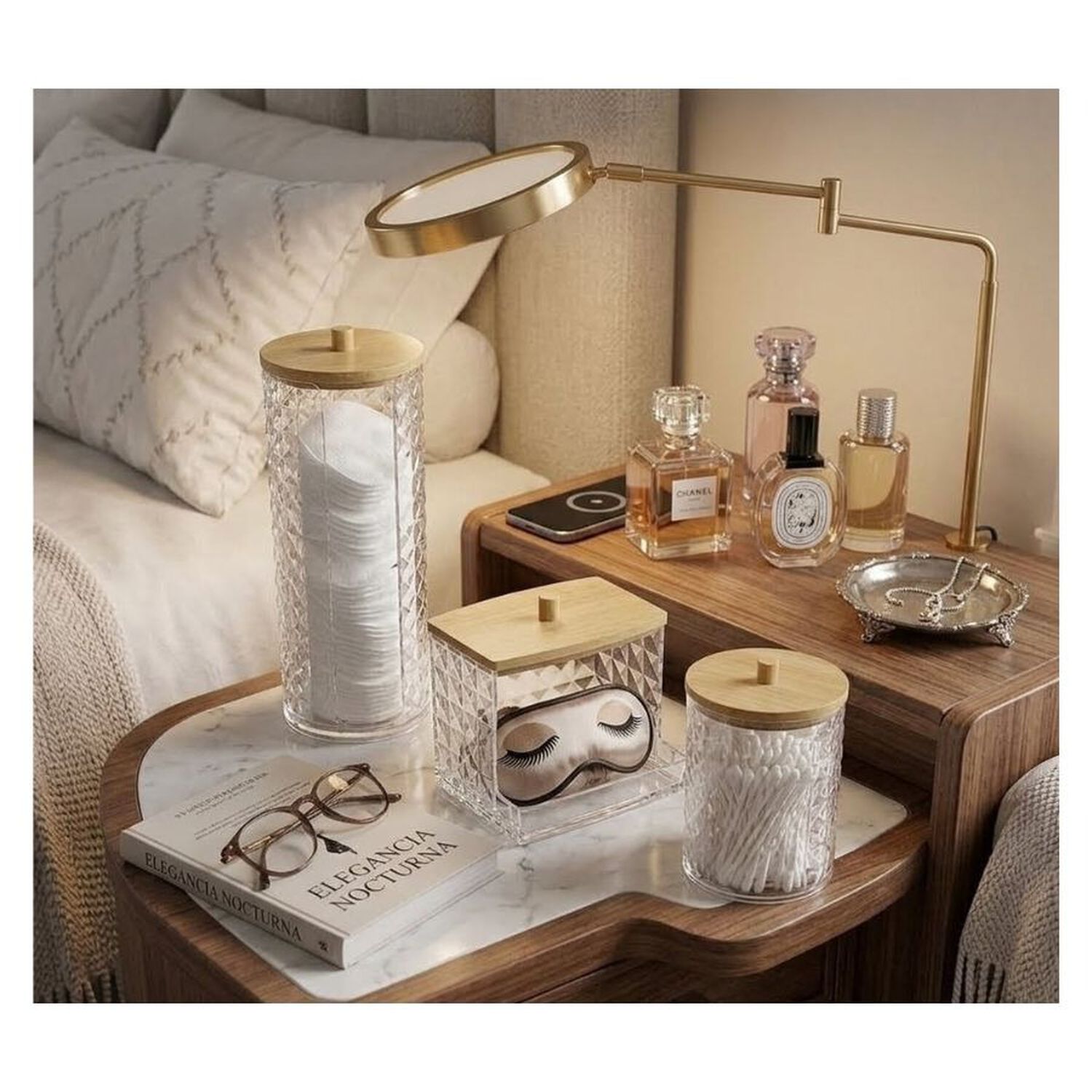 Set 3 Organizadores Cosm&eacute;ticos Acr&iacute;lico Transparente Diamante Ba&ntilde;o image number 4.0