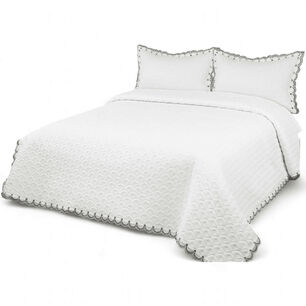  Cubrecama Bordado De Algod&oacute;n Para 2 Plazas 230cm X 250cm Colcha Color Blanco Cb1