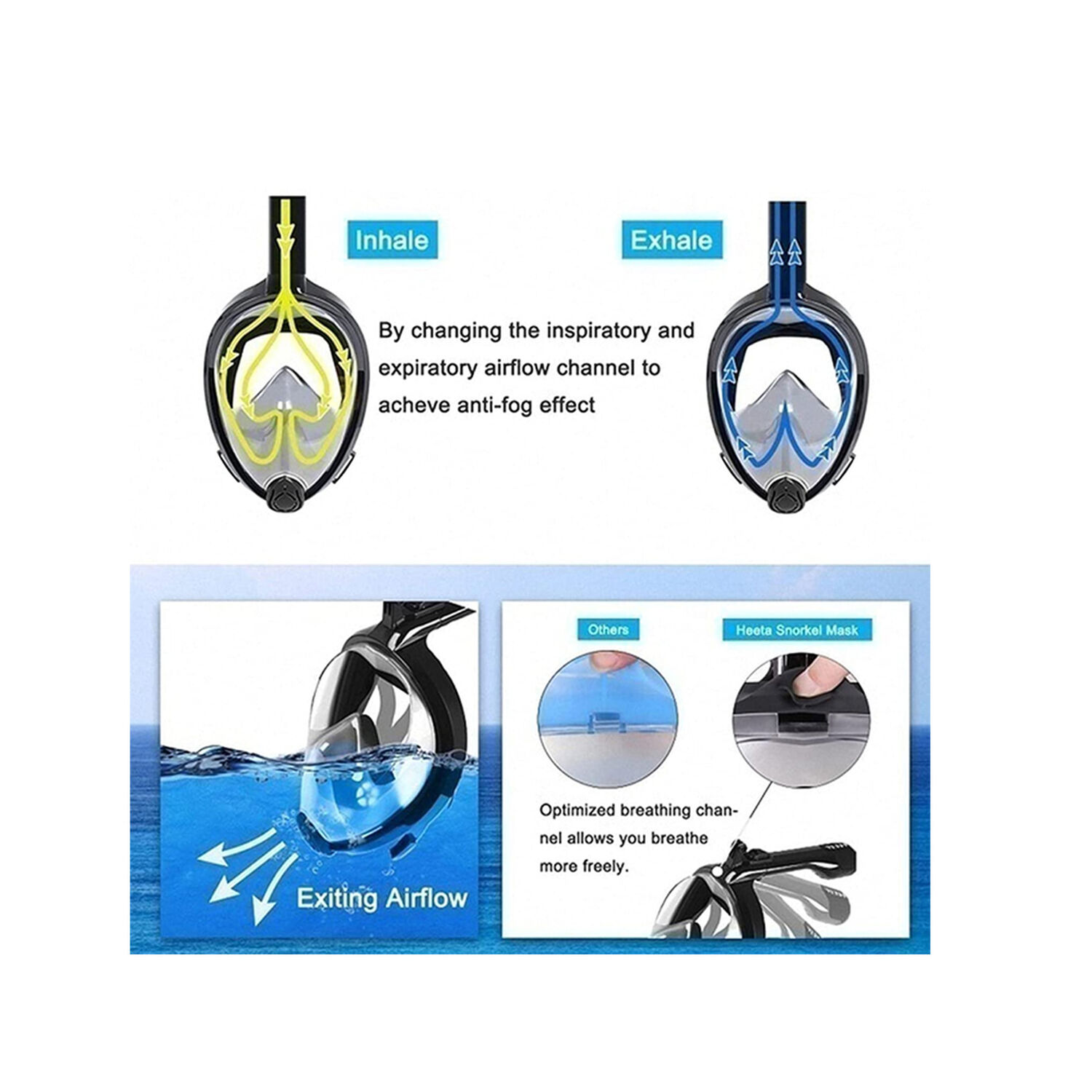 Mascara Snorkel Gopro Fullface Buceo L/xl Negra Sportime image number 5.0
