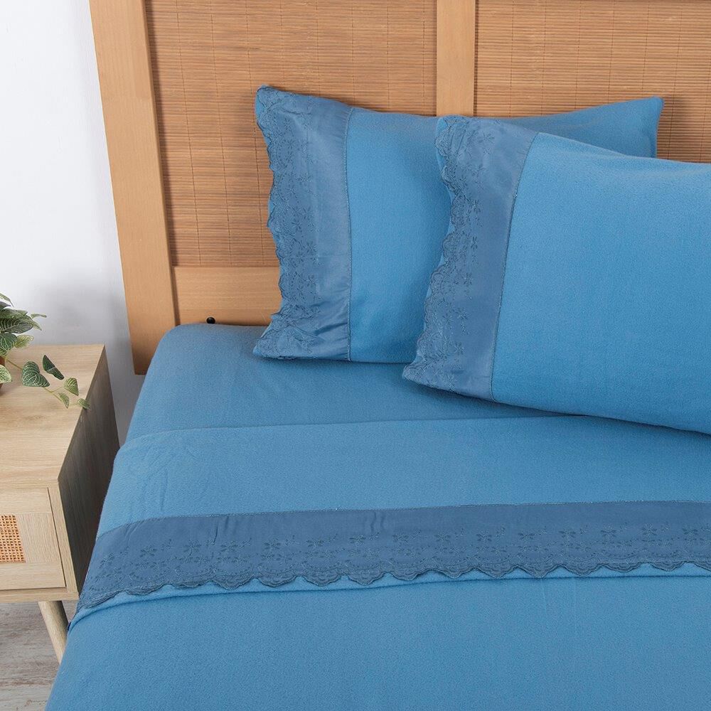 Sabana Polar Lisa Broderie King Azul image number 0.0
