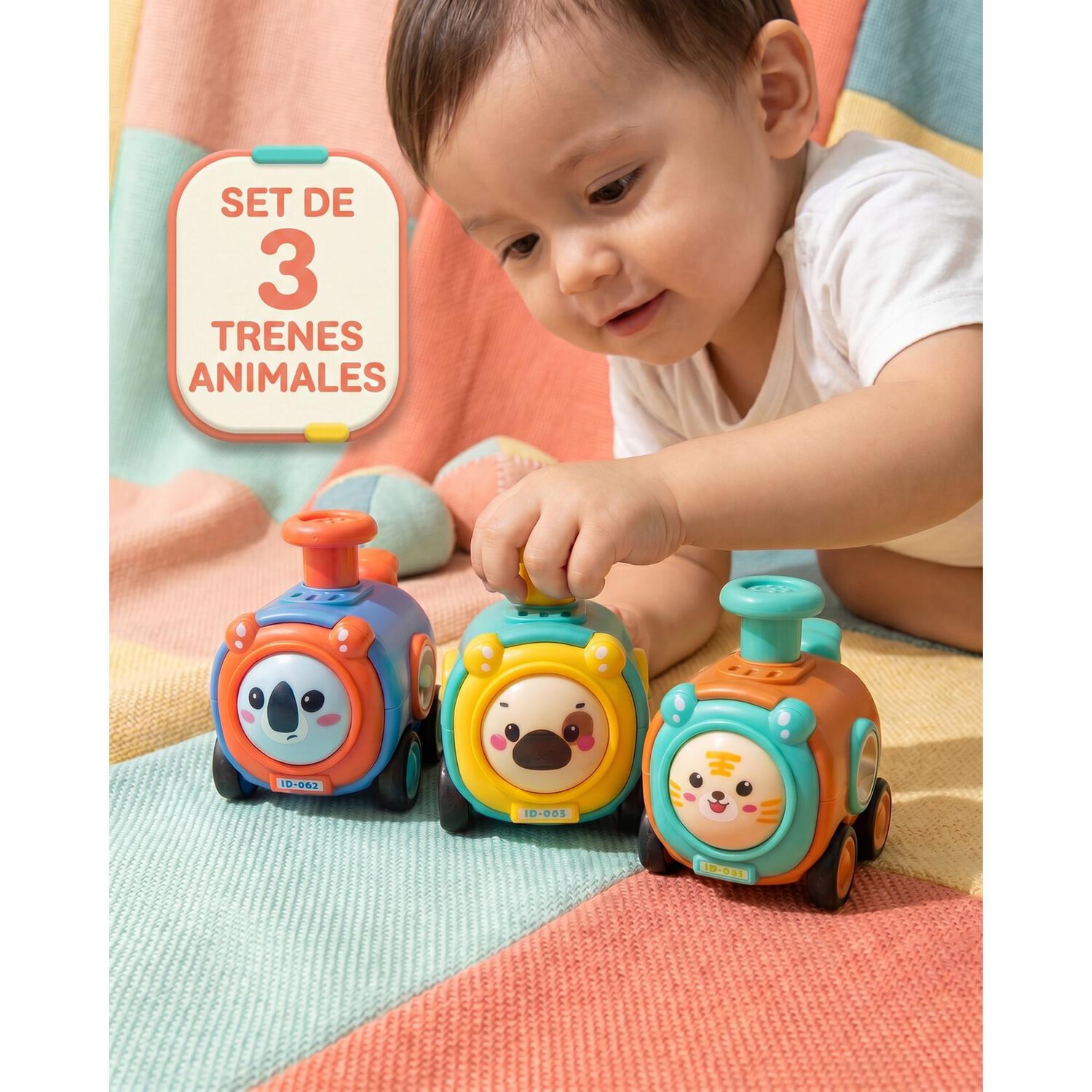 Juguete Set 3 Trenes Beb&eacute;s Animales Interactivo image number 4.0