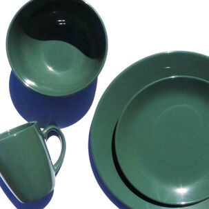 Juego De Loza 16 Piezas Vajilla Cer&aacute;mica July Verde
