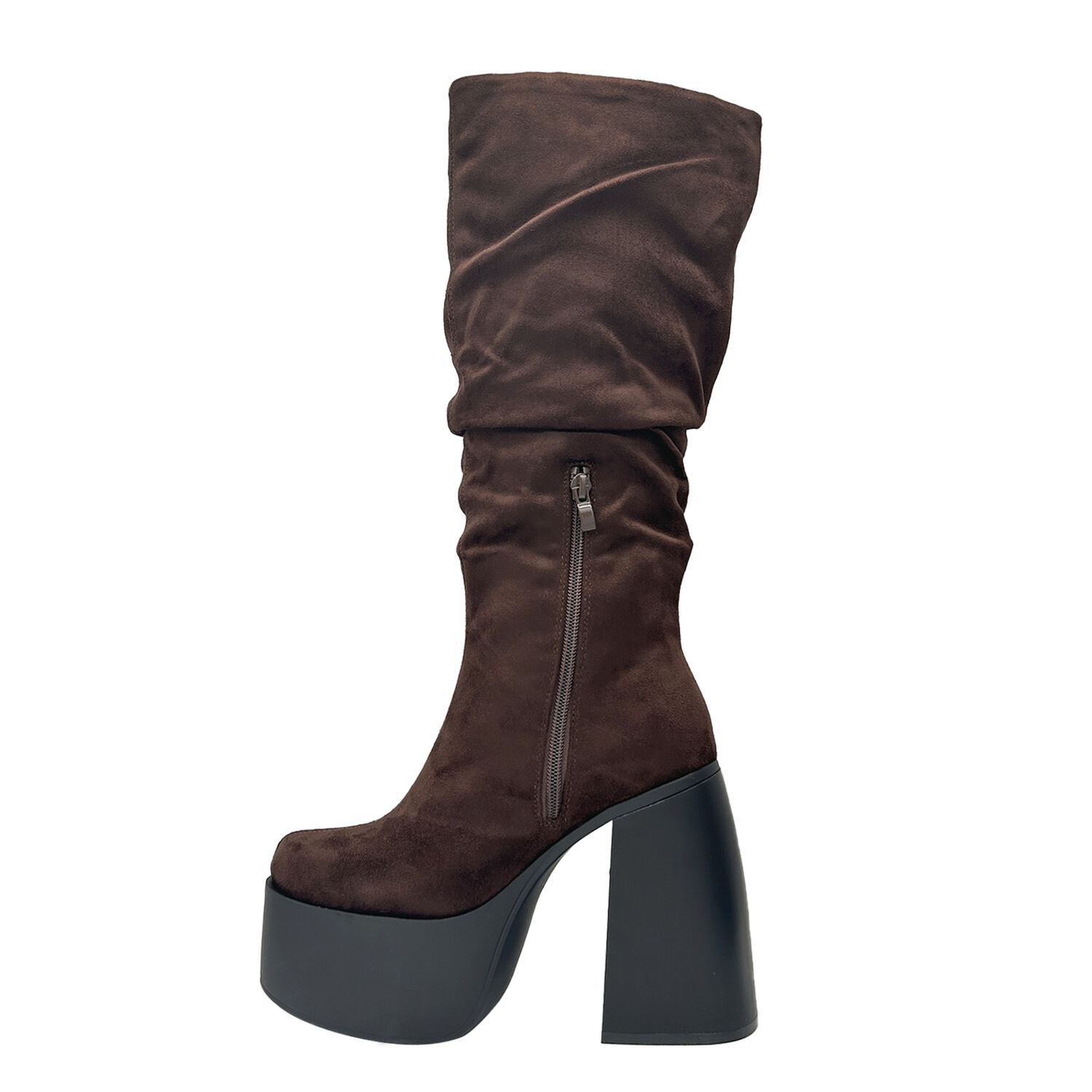 Bota Para Mujer Estilo Corrugado Y Platadorma Alta Cafe image number 1.0