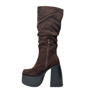 Bota Para Mujer Estilo Corrugado Y Platadorma Alta Cafe