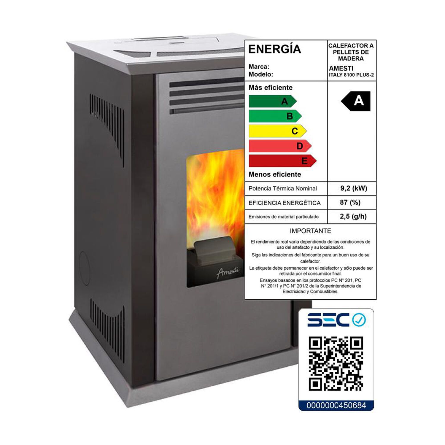 Estufa A Pellet Amesti Italy 8100 image number 5.0