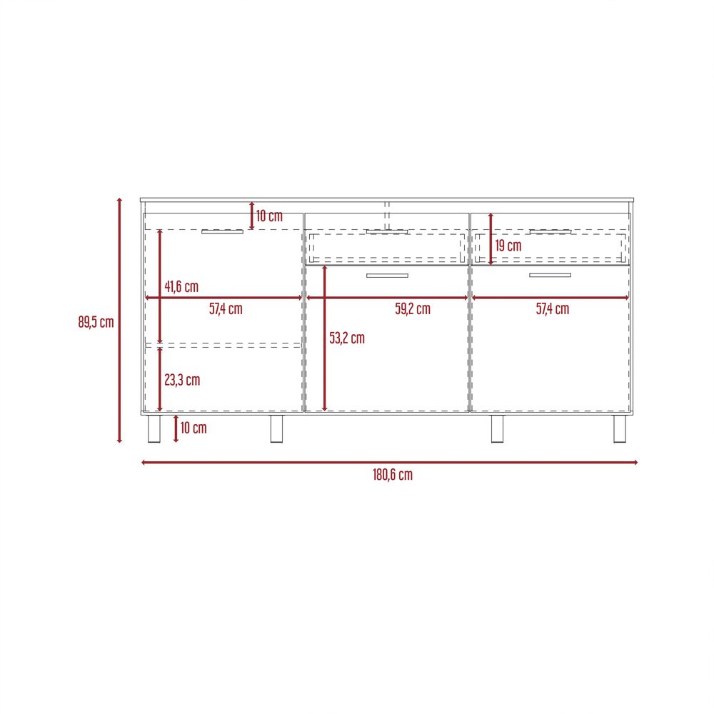 Mueble Base De Cocina 3 Puertas 2 Cajones Fm-003c Caf&eacute; Claro image number 7.0