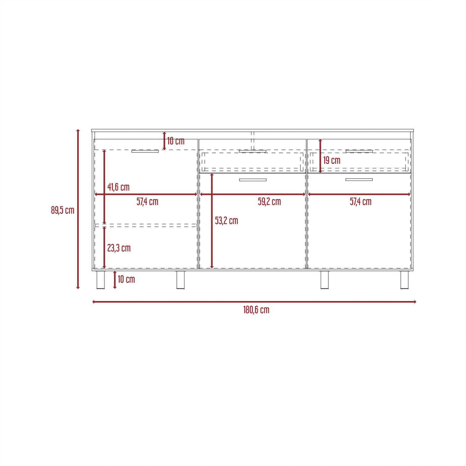 Mueble Base De Cocina 3 Puertas 2 Cajones Fm-003c Caf&eacute; Claro image number 7.0